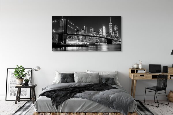 Tablouri canvas Cele mai multe zgârie-nori râu noapte