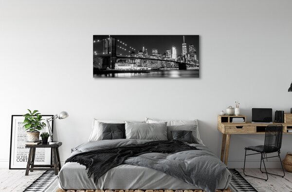 Tablouri canvas Cele mai multe zgârie-nori râu noapte