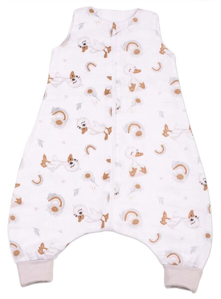 Sac de dormit cu picioare de vara din muselina 6-18 luni Kidizi Ducky, 0.5 tog, 100% bumbac