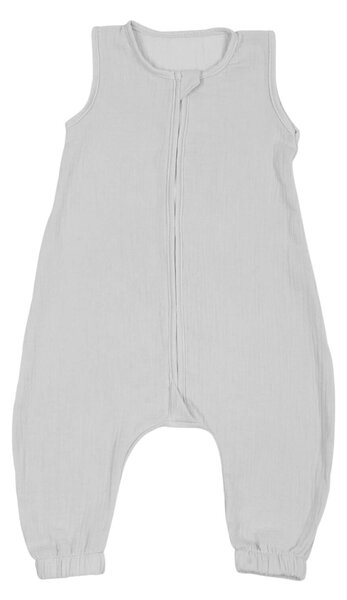 Sac de dormit copii de vara din muselina dubla cu picioare 6-18 luni Kidizi Light Grey, 0.3 tog, bumbac 100%