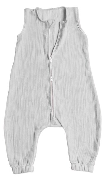 Sac de dormit copii de vara din muselina dubla cu picioare 6-18 luni Kidizi Light Grey, 0.3 tog, bumbac 100%