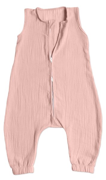 Sac de dormit copii de vara din muselina dubla cu picioare 6-18 luni Kidizi Old Rosa 0.3 tog, bumbac 100%