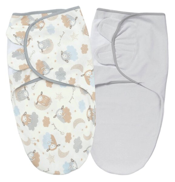 Set 2 sisteme de infasat reglabil din bumbac 0-3 luni Kidizi On a Cloud Pastel, 100% bumbac
