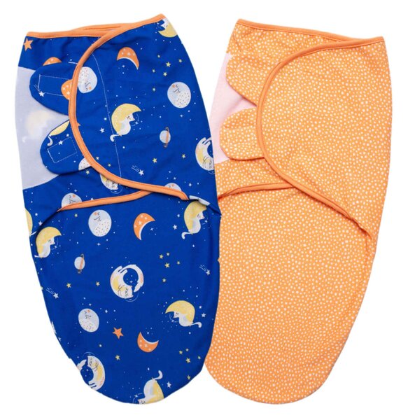 Set 2 sisteme de infasat reglabil din bumbac 0-3 luni Kidizi Space Cats, 100% bumbac