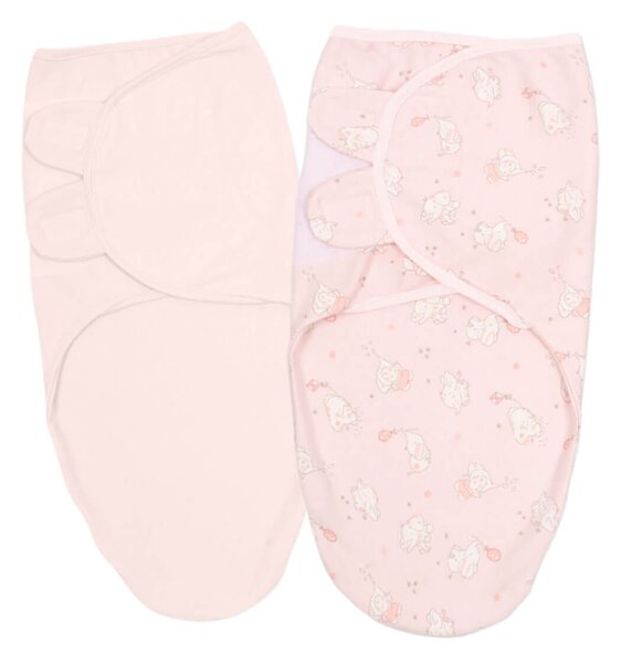 Set 2 sisteme de infasat reglabil din bumbac 0-3 luni Kidizi Elefun pink, 100% bumbac