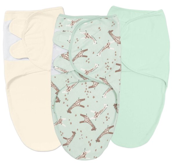 Set 3 sisteme de infasat reglabil din bumbac 0-3 luni Kidizi Giraffe, 100% bumbac