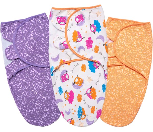 Set 3 sisteme de infasat reglabil din bumbac 0-3 luni Kidizi Colors, 100% bumbac