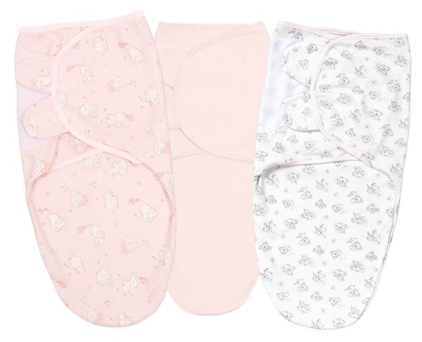 Set 3 sisteme de infasat reglabil din bumbac 0-3 luni Kidizi All Pink, 100% bumbac