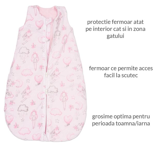Sac de dormit copii 0-9 luni Kidizi Fairy Clouds, 0.5 tog