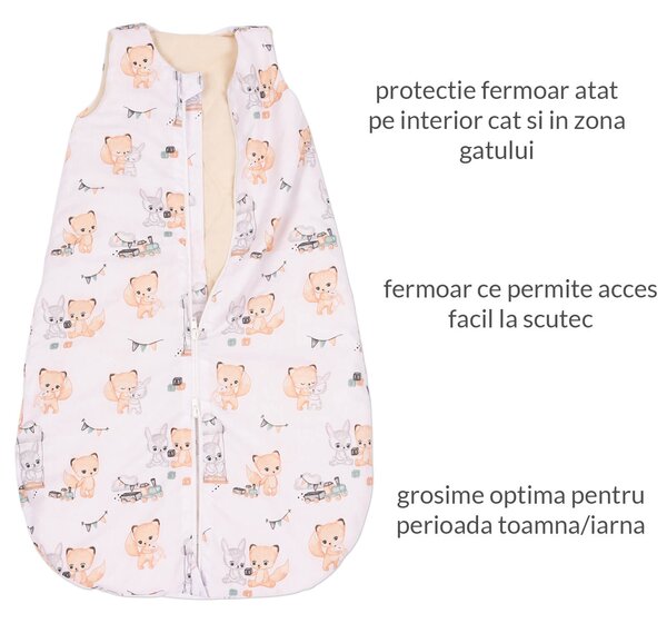 Sac de dormit copii 0-9 luni Kidizi Best Friends, 1 tog