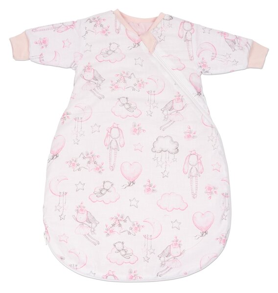 Sac de dormit copii cu maneci 0-3 luni Kidizi Fairy Clouds, 1 tog, bumbac 100%, pentru toamna/iarna