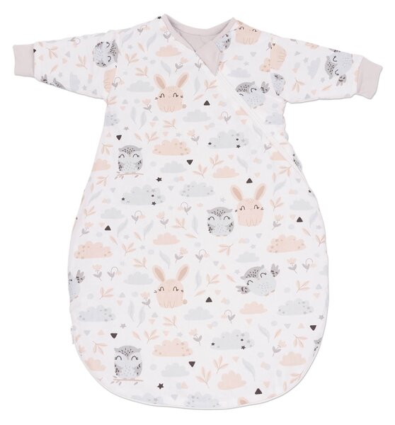 Sac de dormit copii cu maneci 0-3 luni Kidizi Forest Friends, 1 tog, bumbac 100%, pentru toamna/iarna
