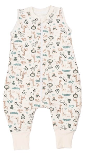 Sac de dormit copii cu picioare si maneci detasabile din bumbac flausat 6-18 luni Kidizi Safari,1 tog