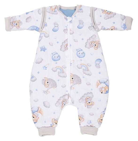 Sac de dormit copii din bumbac cu picioare si maneci detasabile 6-18 luni Kidizi Koala Dreams Blue, 1 tog