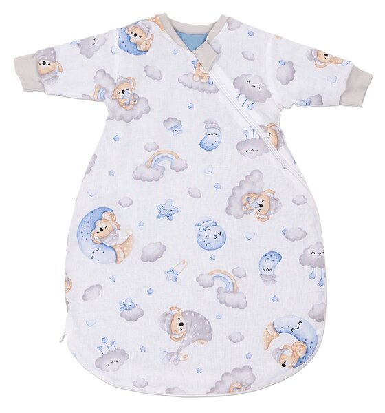 Sac de dormit copii cu maneci 0-3 luni Kidizi Koala Dreams Blue, 1 tog, bumbac 100%, pentru toamna/iarna