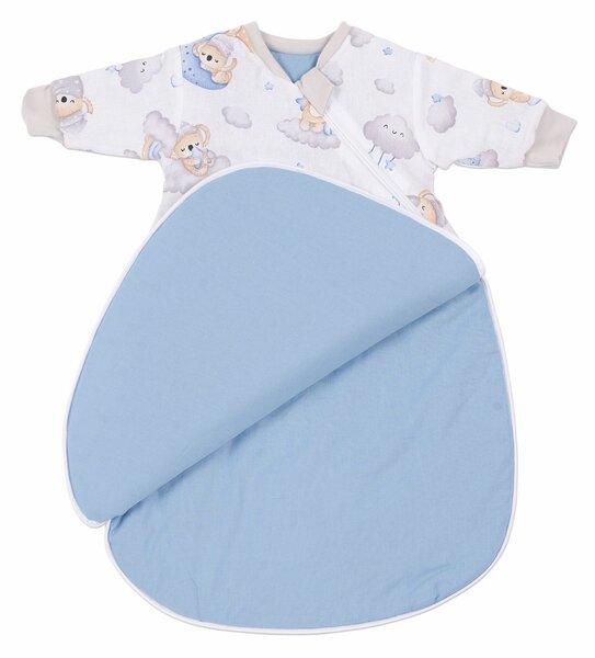 Sac de dormit copii cu maneci 0-3 luni Kidizi Koala Dreams Blue, 1 tog, bumbac 100%, pentru toamna/iarna