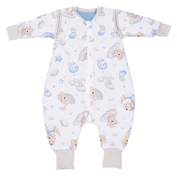 Sac de dormit copii din bumbac cu picioare si maneci detasabile 6-18 luni Kidizi Koala Dreams Blue, 1 tog