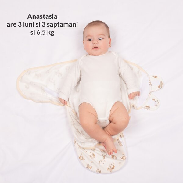 Sistem de infasat reglabil 0-3 luni Kidizi Orso, bumbac 100%, 0.5 tog