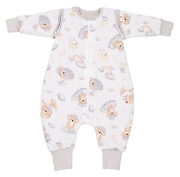 Sac de dormit copii din bumbac cu picioare si maneci detasabile 6-18 luni Kidizi Koala Dreams Bej, 1 tog