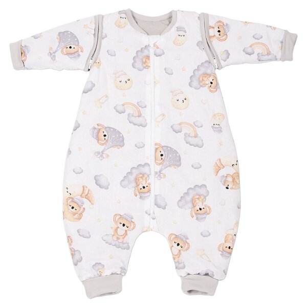 Sac de dormit copii din bumbac cu picioare si maneci detasabile 6-18 luni Kidizi Koala Dreams Bej, 1 tog