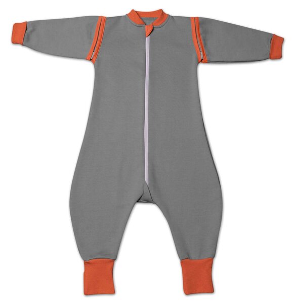 Sac de dormit copii cu picioare si maneci detasabile din bumbac flausat 6-18 luni Kidizi Grey,1 tog