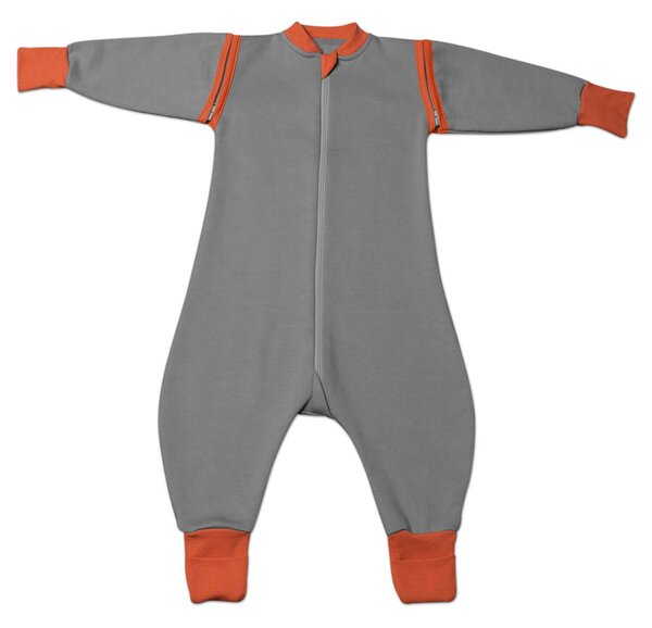Sac de dormit copii cu picioare si maneci detasabile din bumbac flausat 6-18 luni Kidizi Grey,1 tog