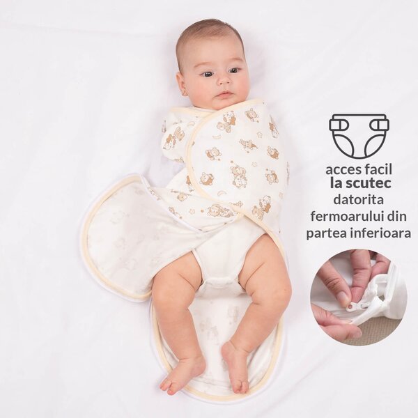 Sistem de infasat reglabil cu fermoar 0-3 luni Kidizi Orso, bumbac 100%, 0.5 tog