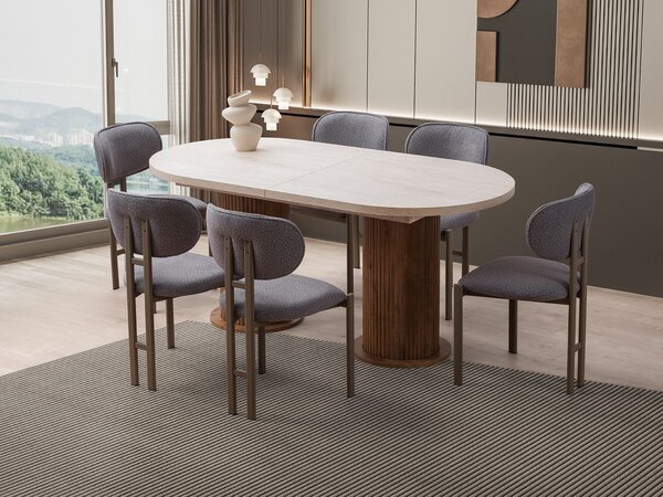 Masă extensibilă (pentru 8 persoane) Gustov (travertin + nuc). Promo -22%. 1153384
