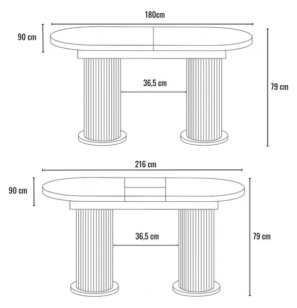 Masă extensibilă (pentru 8 persoane) Gustov (travertin + nuc). Promo -22%. 1153384