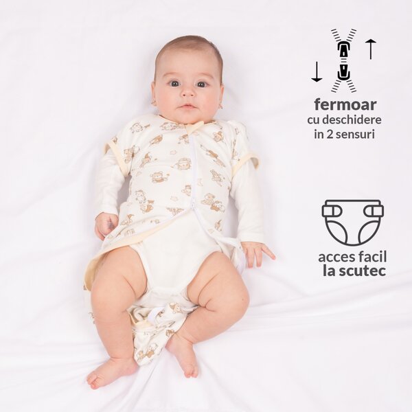Sistem de infasat transformabil in sac de dormit, 1-6 luni Kidizi Swaddel Confort UP Elefun Pink 100% bumbac, 0.5 tog