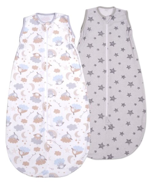 Set 2 saci dormit copii de vara 0-18 luni Kidizi On a Cloud Pastel Galaxy Grey, 80 cm, 0.5 tog