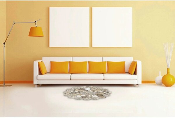 Covor MULTY XW Q, 120x120 cm, forma rotunda, iuta, bej
