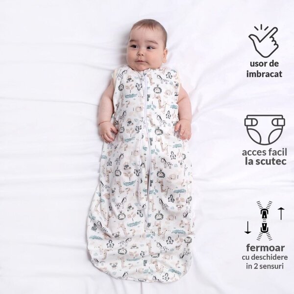 Set 2 saci dormit copii de vara 0-18 luni Kidizi Giraffe Safari, 80 cm, 0.5 tog