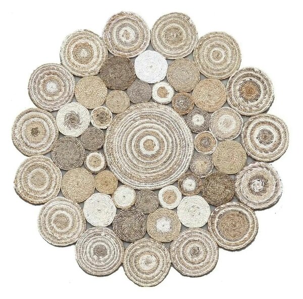 Covor MULTY XW Q, 120x120 cm, forma rotunda, iuta, bej