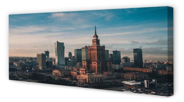 Tablouri canvas Varșovia panorama de zgârie-nori răsărit de soare