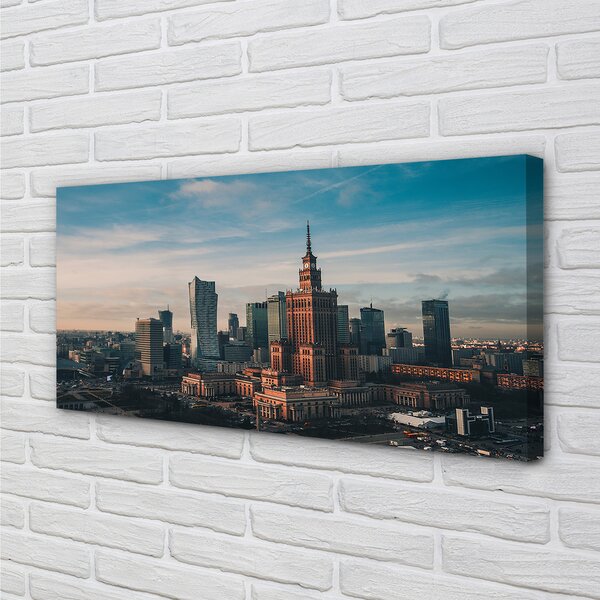 Tablouri canvas Varșovia panorama de zgârie-nori răsărit de soare
