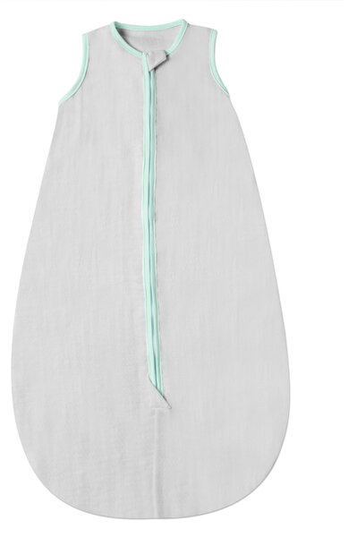 Sac de dormit de vara pentru copii din muselina dubla 3-18 luni Kidizi grey green, 0.3 tog