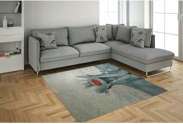 Covor OAKLEE, 160x230 cm, forma dreptunghiulara, poliester, gri cu imp