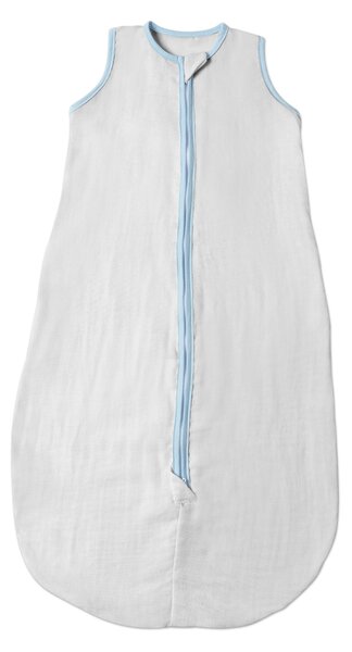 Sac de dormit de vara pentru copii din muselina dubla 3-18 luni Kidizi grey blue, 0.3 tog