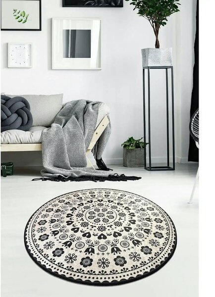 Covor VENICE, 140x140 cm, forma rotunda, tesatura de catifea/poliester