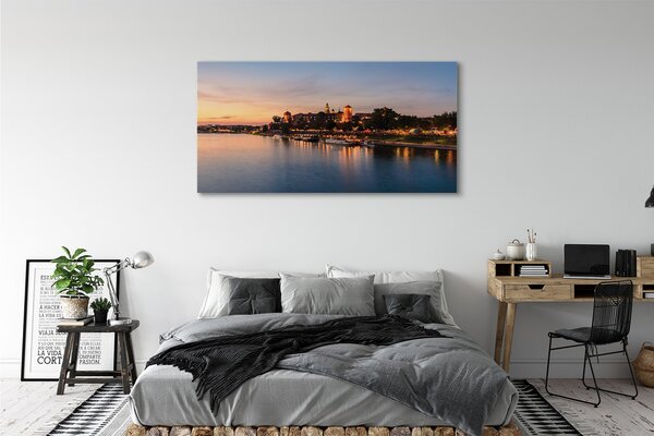 Tablouri canvas blocare râu Cracovia Apus de soare