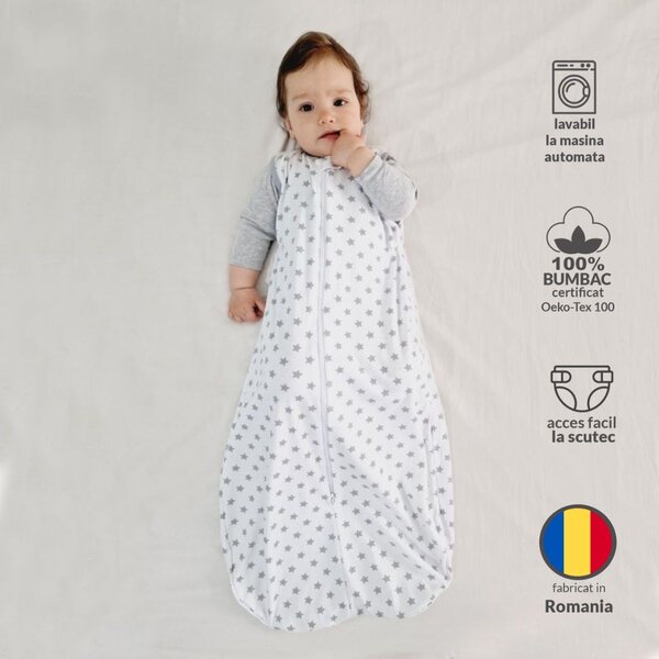 Set 2 saci dormit copii de vara 0-18 luni Kidizi Elefun Blue On A Cloud Pastel, 80 cm, 0.5 tog