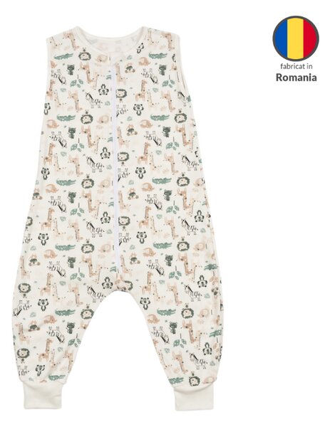 Sac dormit copii de vara din bumbac cu picioare 18-36 luni Kidizi Safari, 0.5 tog