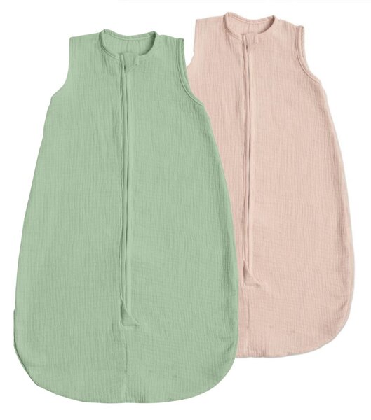 Set 2 saci de dormit de vara pentru copii din muselina dubla 0-6 luni Kidizi mint-natur bumbac 100%, 0.3 tog