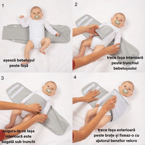 Sistem de infasat tip fasa cu centura interioara anti-colici Kidizi Coozie, prindere cu velcro