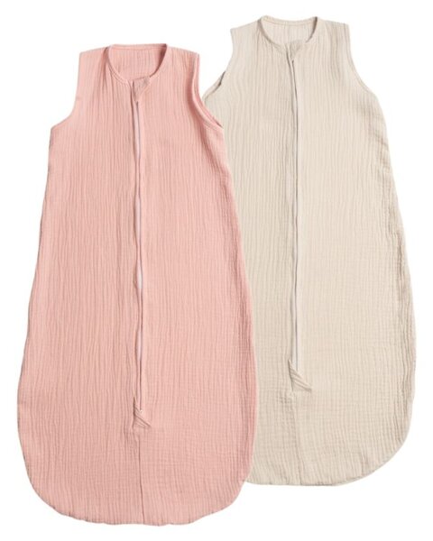 Set 2 saci de dormit de vara pentru copii din muselina dubla 3-18 Old Rosa Natur, 0.3 tog