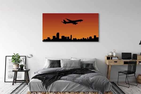 Tablouri canvas Avionul și apus de soare cer