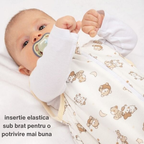 Sac dormit copii de vara 0-18 luni Kidizi Orso, 100% bumbac, 80 cm, 0.5 tog