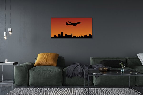 Tablouri canvas Avionul și apus de soare cer