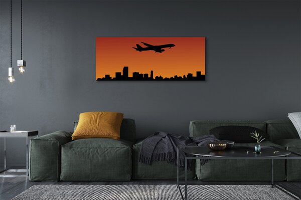 Tablouri canvas Avionul și apus de soare cer